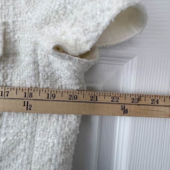 Zara SS24 ZW Collection Short Tweed Textured Structured Dress Ecru fringe  XL - Picture 6 of 9